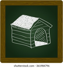 Simple hand drawn doodle of a dog kennel