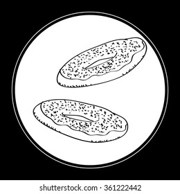 Simple hand drawn doodle of a doughnut