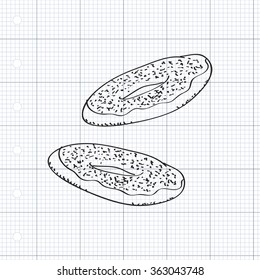 Simple hand drawn doodle of a doughnut