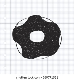 Simple hand drawn doodle of a doughnut