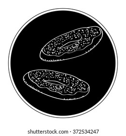 Simple hand drawn doodle of a doughnut