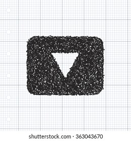 Simple hand drawn doodle of a down button