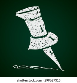 Simple hand drawn doodle of a drawing pin