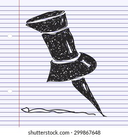 Simple hand drawn doodle of a drawing pin