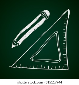 Simple hand drawn doodle of drawing equipment