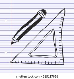 Simple hand drawn doodle of drawing equipment