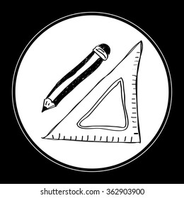 Simple hand drawn doodle of drawing equipment
