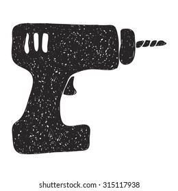 Simple hand drawn doodle of a drill