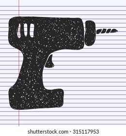 Simple hand drawn doodle of a drill