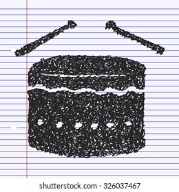 Simple hand drawn doodle of a drum