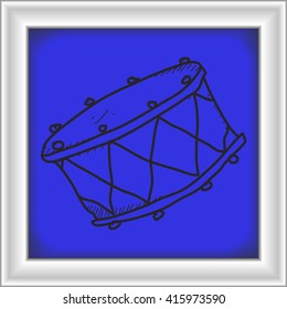 Simple hand drawn doodle of a drum
