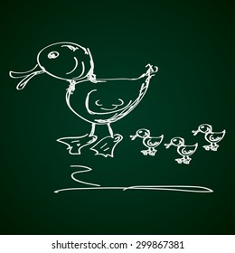 Simple hand drawn doodle of a duck