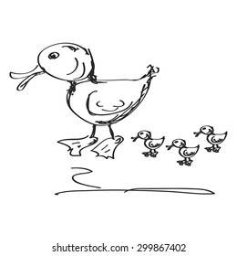 Simple hand drawn doodle of a duck