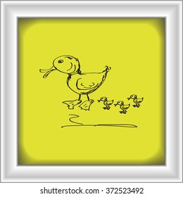 Simple hand drawn doodle of a duck