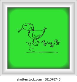 Simple hand drawn doodle of a duck