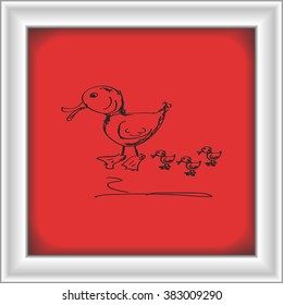 Simple hand drawn doodle of a duck