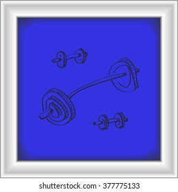 Simple hand drawn doodle of a dumbell