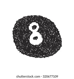 Simple hand drawn doodle of a eight ball