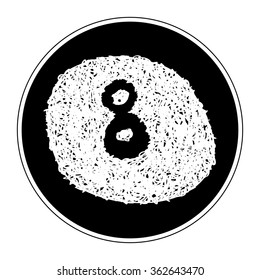 Simple hand drawn doodle of a eight ball