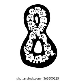 Simple hand drawn doodle of a eight. Vector Illustration.