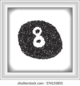Simple hand drawn doodle of a eight ball
