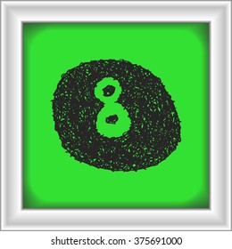 Simple hand drawn doodle of a eight ball