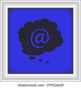 Simple hand drawn doodle of an email at sign thought bubble