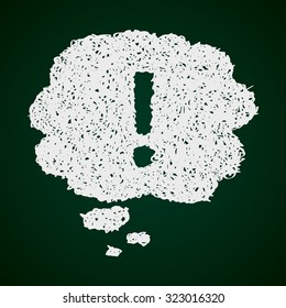 Simple hand drawn doodle of a exclamation mark thought bubble