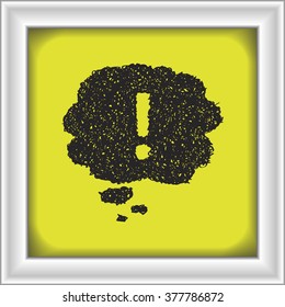 Simple hand drawn doodle of a exclamation mark thought bubble