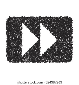 Simple hand drawn doodle of a fast forward button