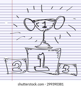 Simple hand drawn doodle of first place