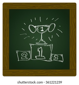 Simple hand drawn doodle of first place