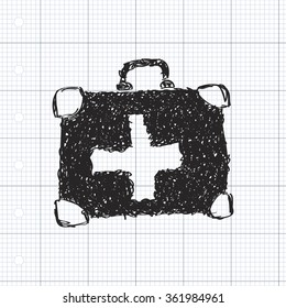 Simple hand drawn doodle of a first aid kit