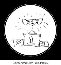 Simple hand drawn doodle of first place