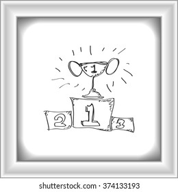 Simple hand drawn doodle of first place