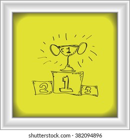Simple hand drawn doodle of first place