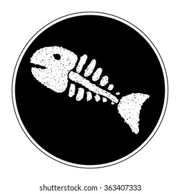 Simple hand drawn doodle of a fish skeleton
