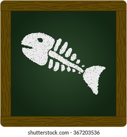 Simple hand drawn doodle of a fish skeleton