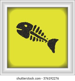 Simple hand drawn doodle of a fish skeleton