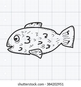Simple hand drawn doodle of a fish
