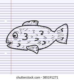 Simple hand drawn doodle of a fish