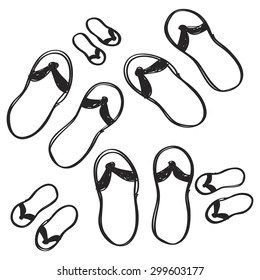 Simple hand drawn doodle of a flip flop
