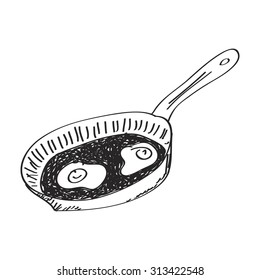 Simple hand drawn doodle of a frying pan