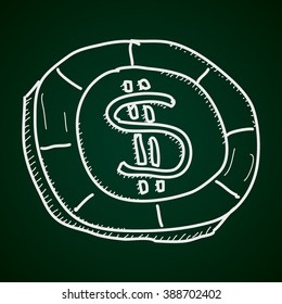 Simple hand drawn doodle of a gambling chip