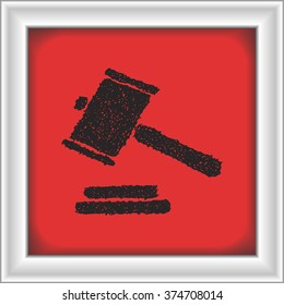 Simple hand drawn doodle of a gavel