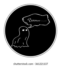 Simple hand drawn doodle of a ghost