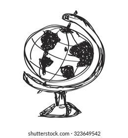 Simple hand drawn doodle of a globe