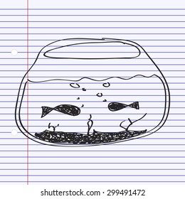 Simple hand drawn doodle of a goldfish bowl