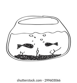Simple hand drawn doodle of a goldfish bowl