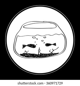 Simple hand drawn doodle of a goldfish bowl